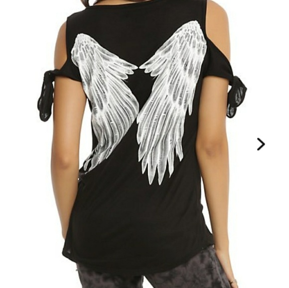 Hot Topic Tops - Cold Shoulder Angel Wings Top